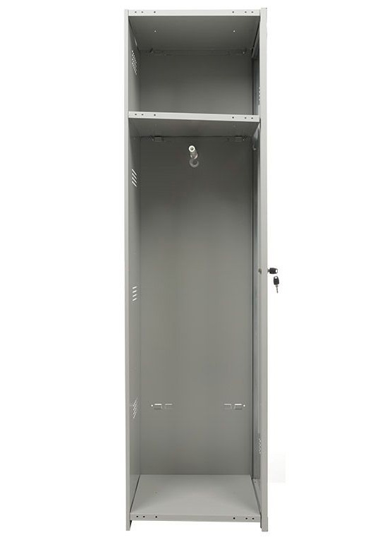 Шкаф для раздевалок, 1 дверь, Усиленный (1830*400*500мм) метал., замок Доп. модуль, серый Практик - фото 1