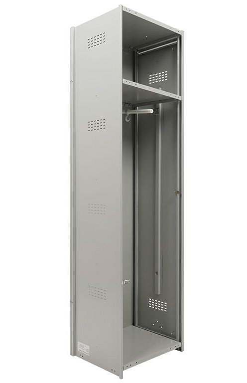 Шкаф для раздевалок, 1 дверь, Усиленный (1830*400*500мм) метал., замок Доп. модуль, серый Практик - фото 3