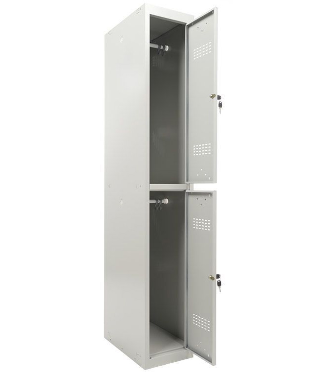 Шафа для роздягалень, 2 двері, Посилена (1830*300*500мм) метал., замок База, сірий Практик - фото 1