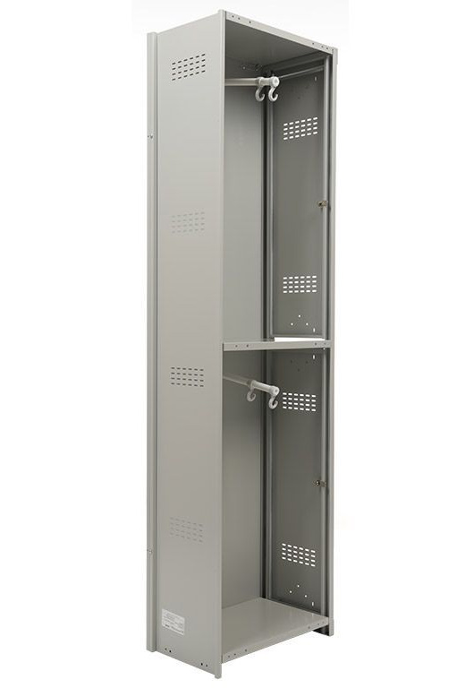 Шкаф для раздевалок, 2 двери, Усиленный (1830*300*500мм) метал., замок, Доп модуль, серый Практик - фото 2