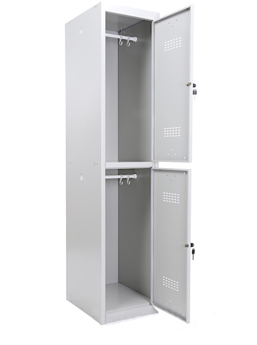 Шкаф для раздевалок, 2 двери, Усиленный (1830*400*500мм) метал., замок База, серый Практик - фото 1