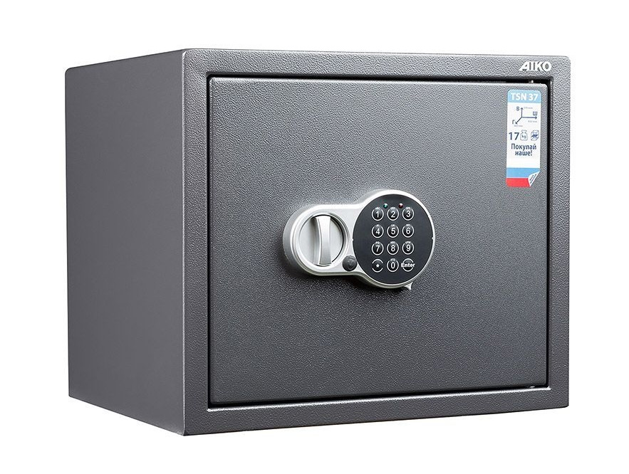 Сейф офисный (370*435*381мм.) электронный кодовый замок, 1 полка TSN.37-EL, темно-сер. AIKO - фото 1