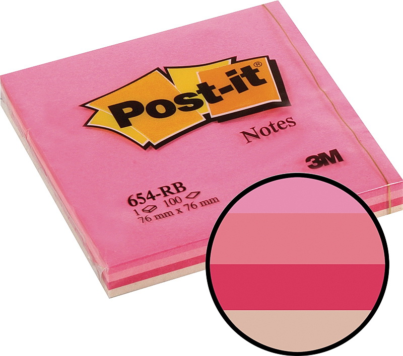 Блок паперу з клейким шаром Post-it 76*76мм.*100л., Полуниця, асорті 3M - фото 1