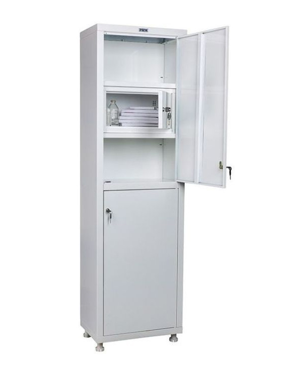 Шкаф медицинский Трейзер MD 1 дверь (240*427*252) метал., замок, бел. Практик - фото 2