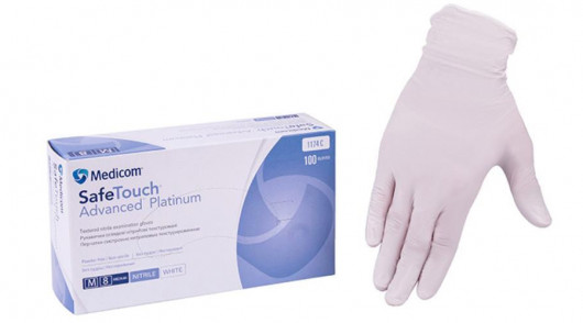 Перчатки нитриловые неоп. SafeTouch Advanced Platinum 1174P (3.5г), разм. M, 100шт./уп., бел. Medicom - фото 2