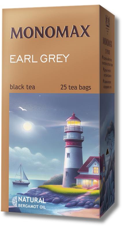 Чай черный ароматизированный EARL GREY, 25пак. по 2г. в индивидуальной упаковке по 2г. Мономах - фото 1