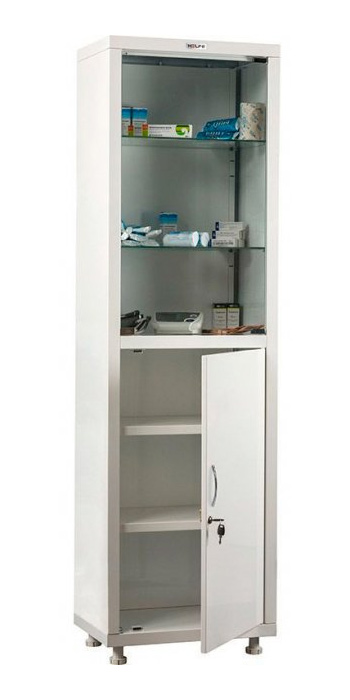 Шафа медична HILFE MD 2 двері, 4 полиці (1750/1850*600*400) метал., замок, біл. Hilfe - фото 2