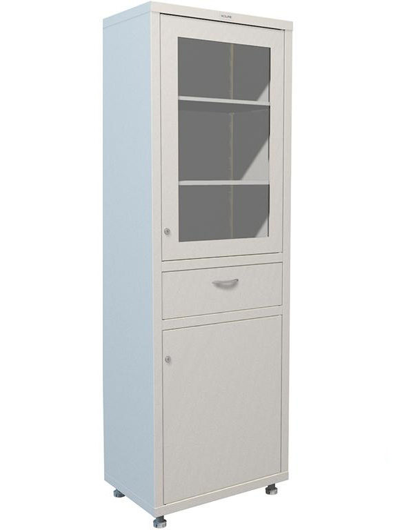 Шафа медична HILFE MD 2 двері+шухлядка, 3 полки (1750/1850*600*400) метал., замок, біл. Hilfe - фото 1