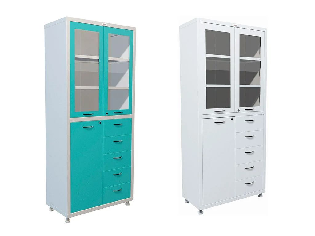 Шкаф медицинский HILFE MD 3 двери+ 5 ящиков, 3 полки (1750/1850*800*400) метал., замок, бел. Hilfe - фото 1