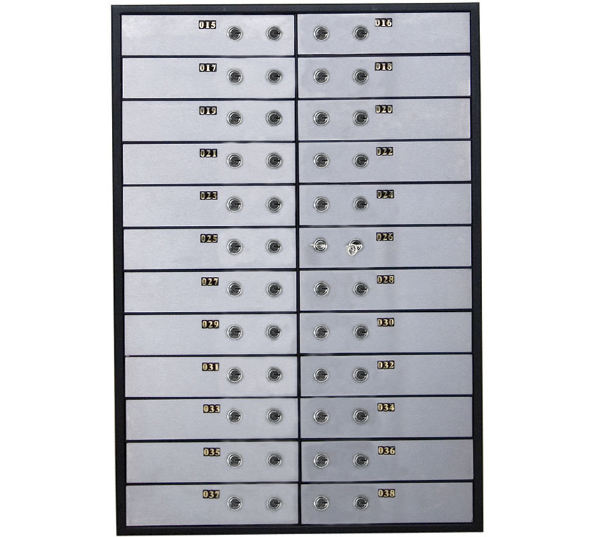 Блок депозитних скриньок (920*635*430) ключовий замок, 24 комірки, 2 сверд/скрин.., нерж/сталь, ста Valberg - фото 1