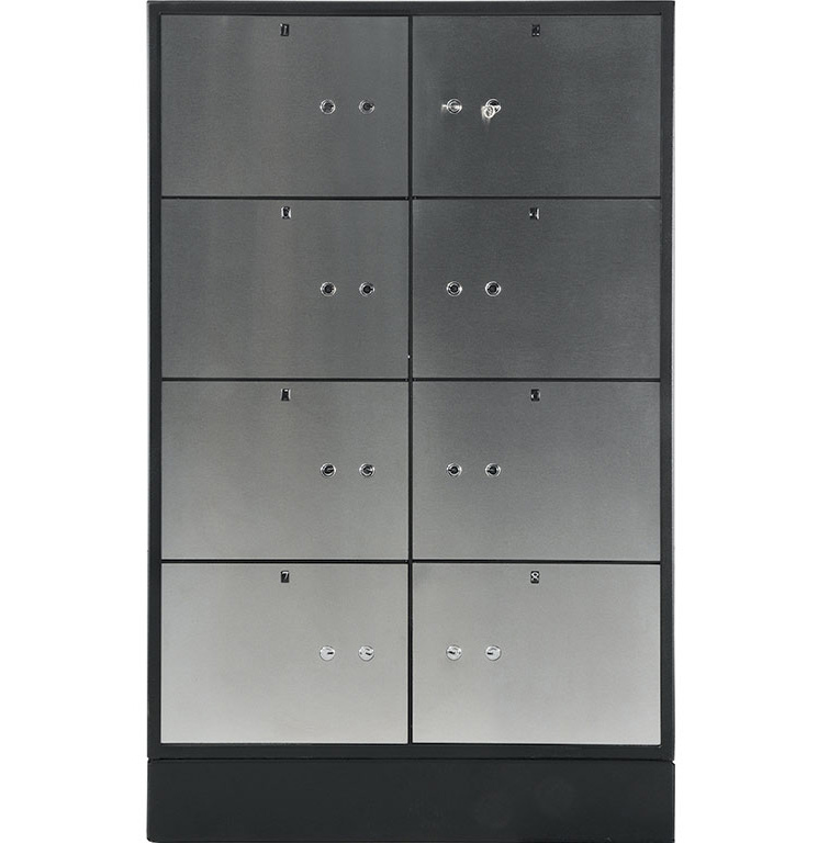 Блок депозитных ячеек (920*635*430) ключевой замок, 8 ячеек, 2 скв/ячейк., нерж/сталь, сталь. Valberg - фото 1