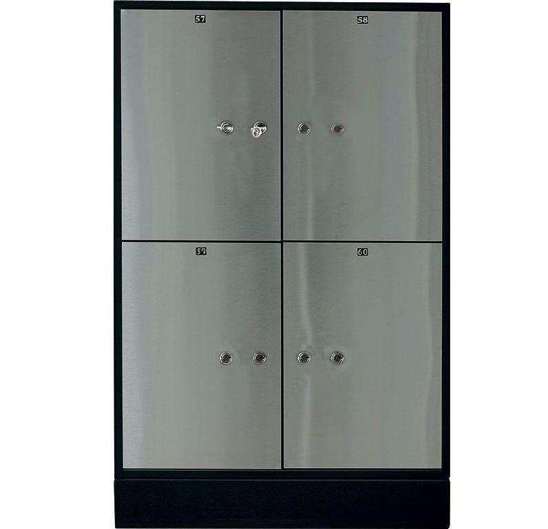 Блок депозитных ячеек (920*635*430) ключевой замок, 4 ячейки, 2 скв/ячейк., нерж/сталь, сталь. Valberg - фото 1