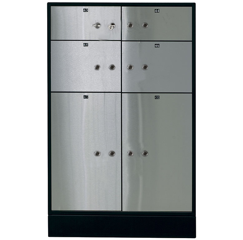Блок депозитних скриньок (920*635*430) ключовий замок, 6 комірок, 2 сверд/скрин.., нерж/сталь, сталь Valberg - фото 1