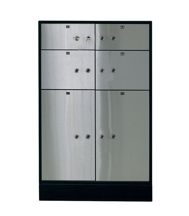 Блок депозитних скриньок (920*635*430) ключовий замок, 6 комірок, 2 сверд/скрин.., нерж/сталь, сталь Valberg - фото 2