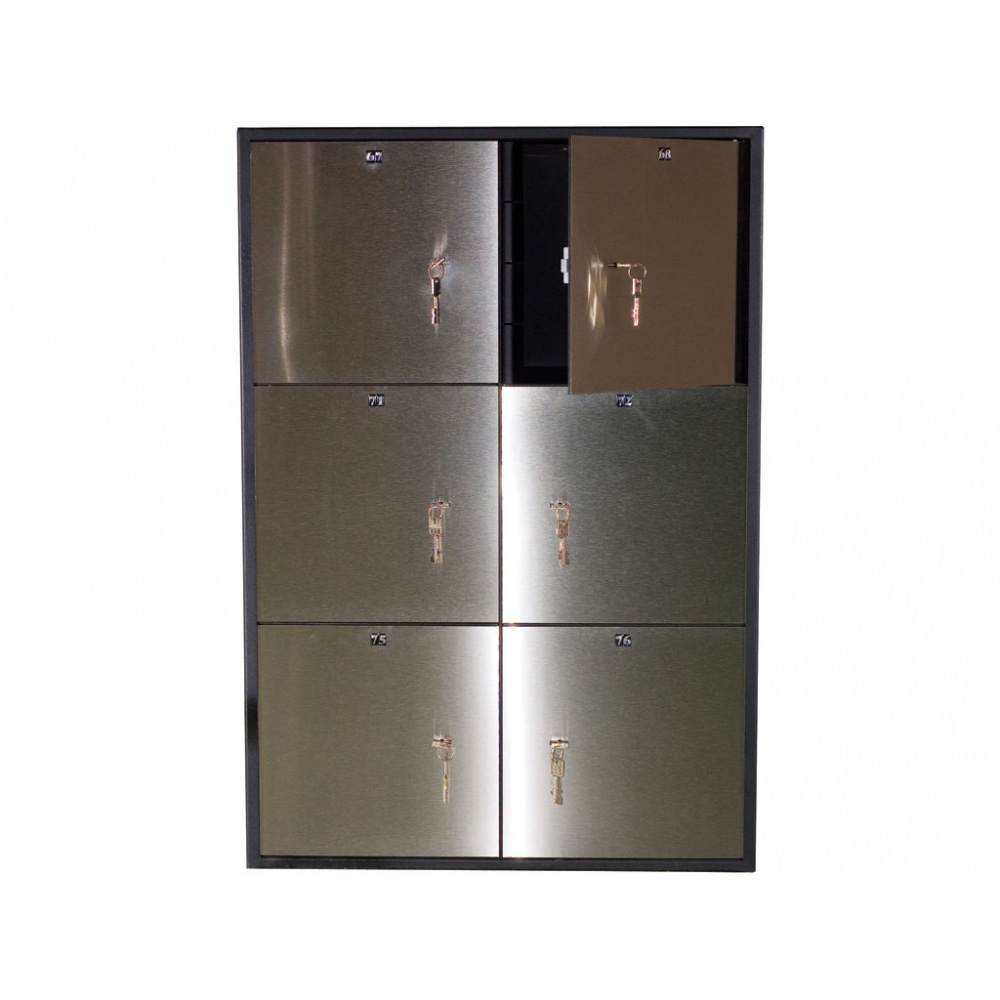 Блок депозитных ячеек (920*635*430) ключевой замок, 6 ячеек, алюминий Valberg - фото 1