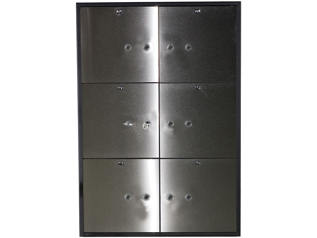 Блок депозитных ячеек (920*635*430) ключевой замок, 6 ячеек, нерж/сталь, сталь. Valberg - фото 1