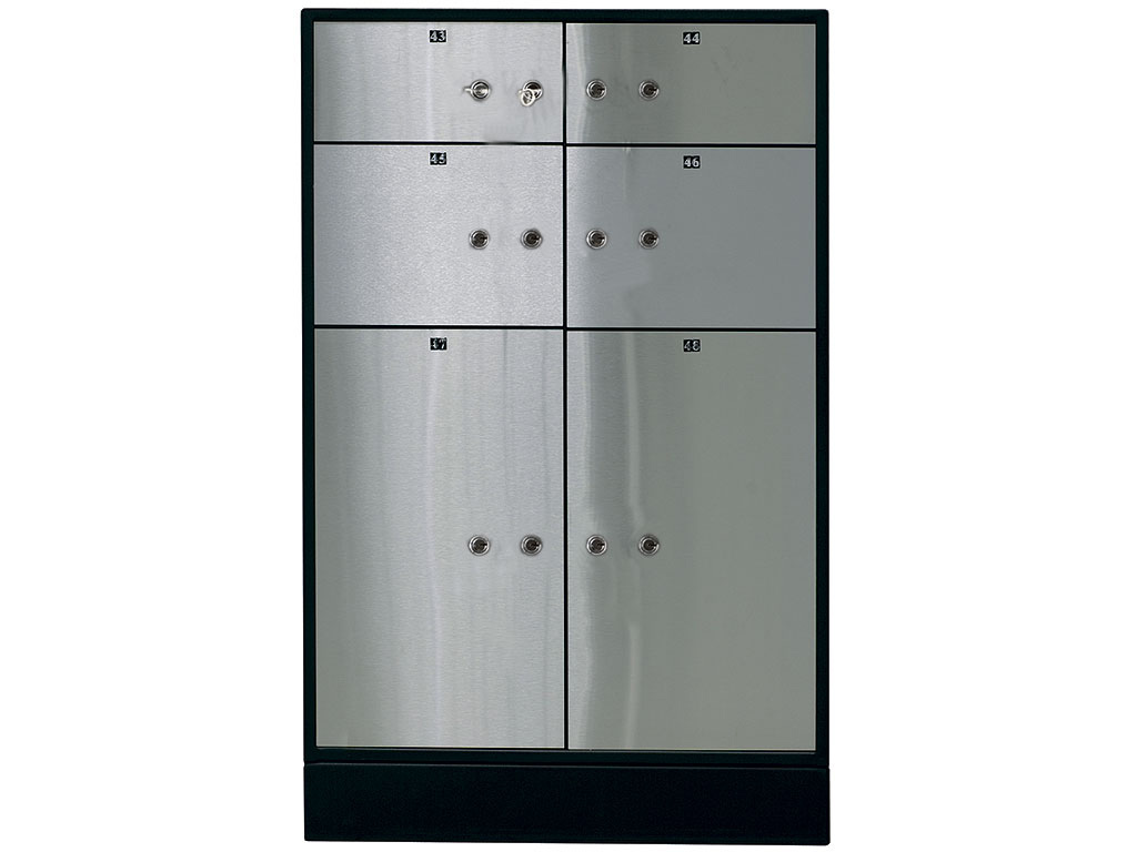 Блок депозитних скриньок (920*635*430) ключовий замок, 6 осередків, нерж/сталь, сталь. Valberg - фото 1