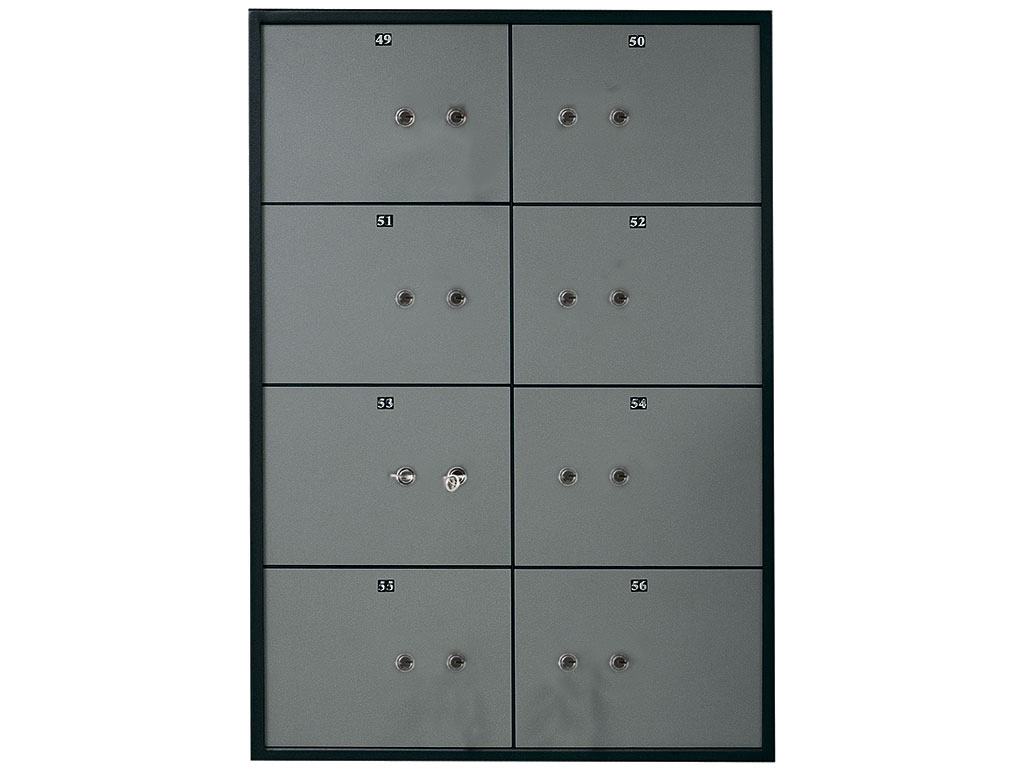 Блок депозитных ячеек (920*635*430) ключевой замок, 8 ячеек, 2 скважины на ячейку, алюминий Valberg - фото 1