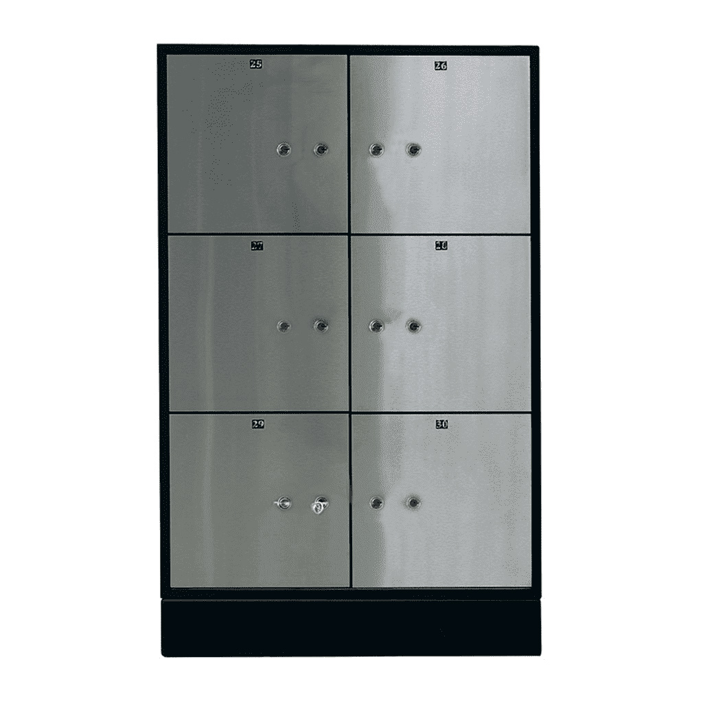 Блок депозитних скриньок (920*635*430) ключовий замок, 6 комірок, 2 свердловини на скриньку, алюмі Valberg - фото 1