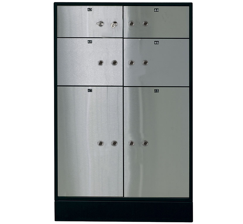 Блок депозитных ячеек (920*635*430) ключевой замок, 6 ячеек, 2 скважины на ячейку, алюминий Valberg - фото 1