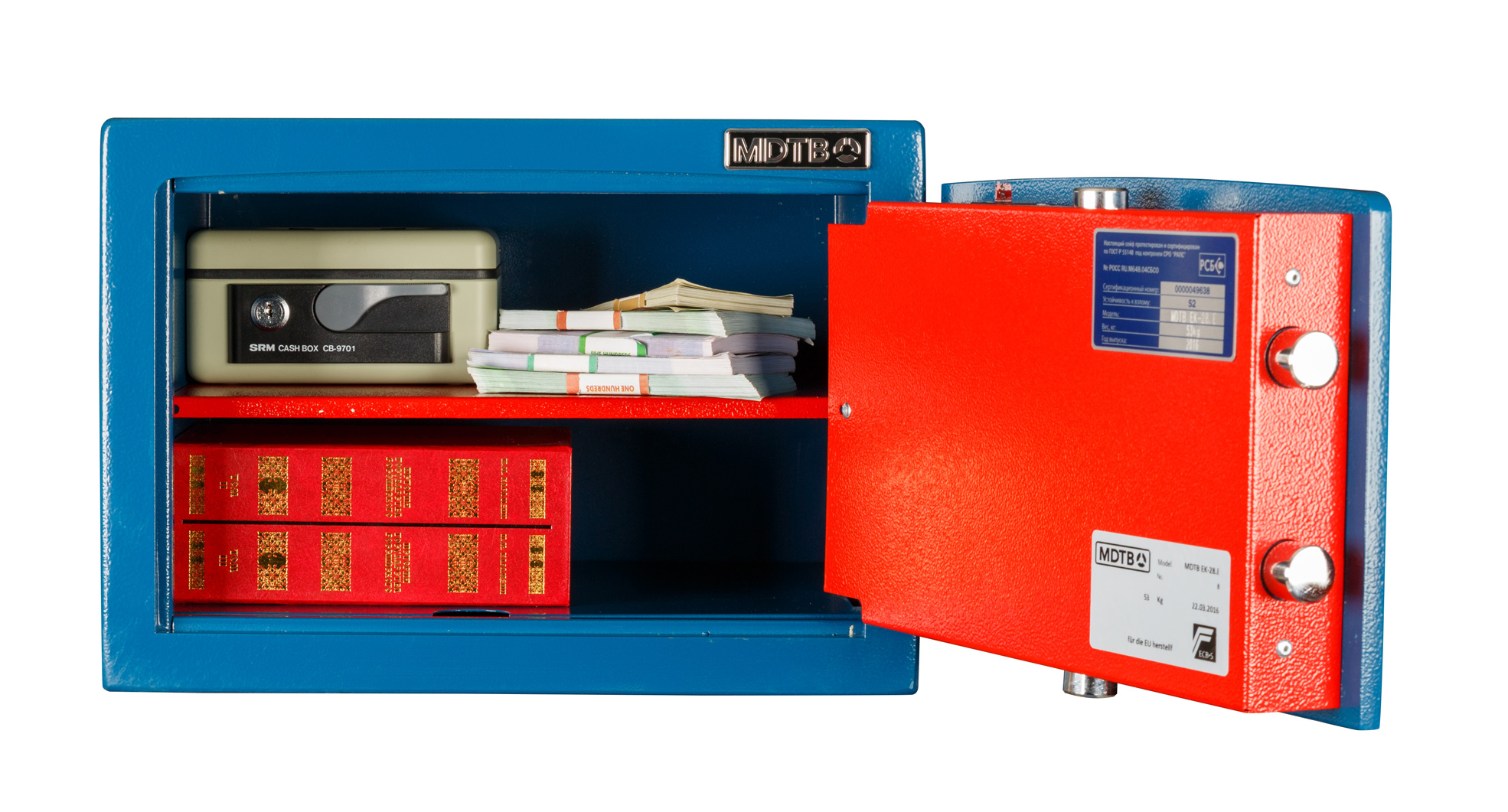 Сейф взломостойкий (280*400*310мм.) электронно кодовый замок, 1 полка, 1 класс, MDTB EK-28.E, син MDTB - фото 3