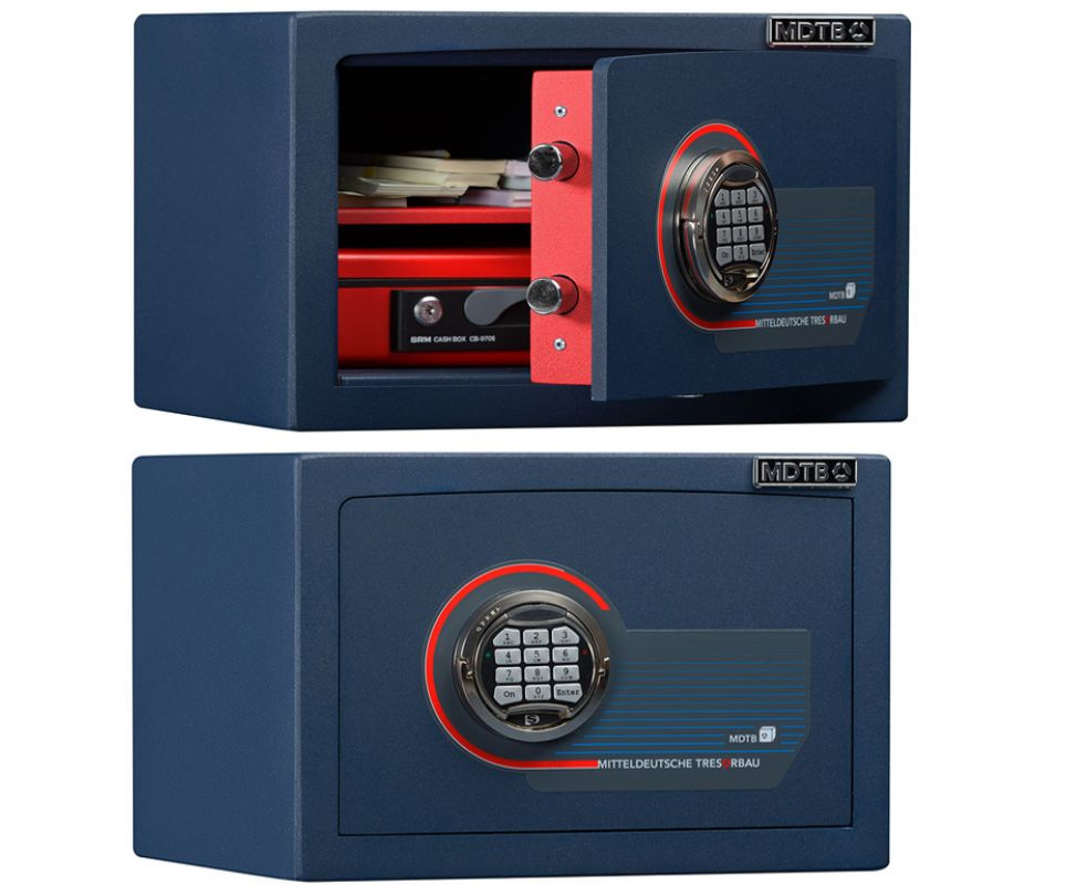 Сейф взломостойкий (280*400*310мм.) электронно кодовый замок, 1 полка, 1 класс, MDTB EK-28.E, син MDTB - фото 4