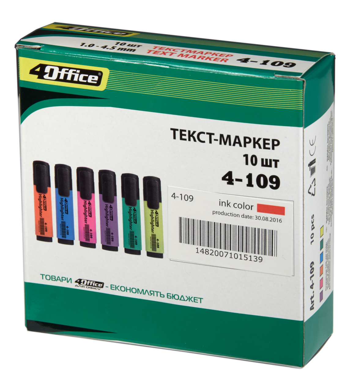 Маркер текстовый 4-109, 1-5мм., оранж. 4Office - фото 4