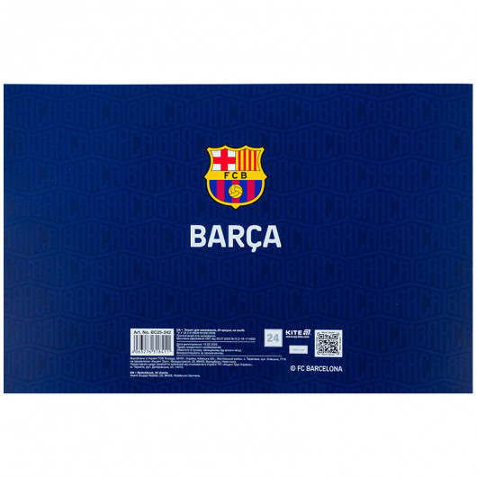 Тетрадь для рисования, 24 лист., скоба, софт тач + УФ лак, FC Barcelona (BC25-242) Kite - фото 10