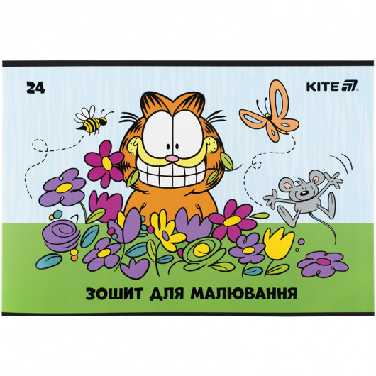 Зошит для малювання, 24 арк., скоба, софт тач + УФ лак, Garfield (GF25-242) Kite — фото 10