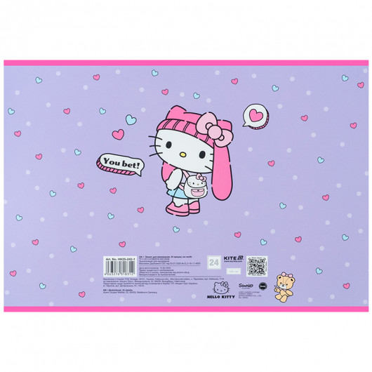 Зошит для малювання, 24 арк., скоба, софт тач + УФ лак, Hello Kitty-1 (HK25-242-1) Kite — фото 10