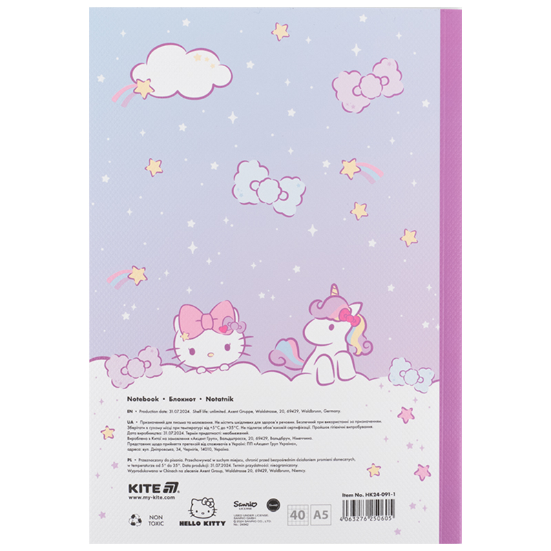Блокнот м'яка обкладинка, А5, 40 арк., клітинка, Hello Kitty-1 (HK24-091-1) Kite — фото 5