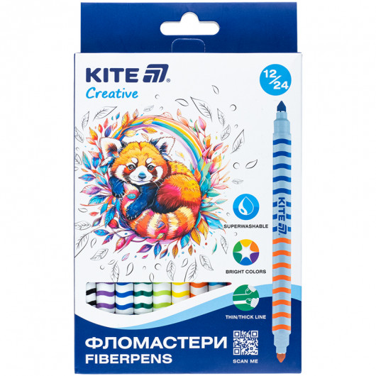 Фломастери двосторонні, набір 12шт, Kite Creative Kite — фото 3