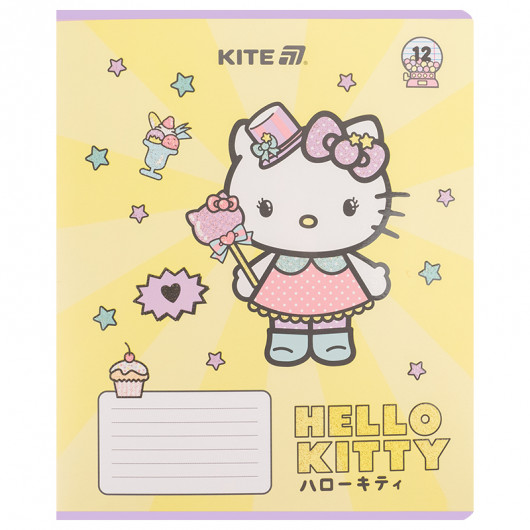 Тетрадь 12 лист., лин., УФ лак + глитер, Hello Kitty-1 (HK25-234-1) Kite - фото 15