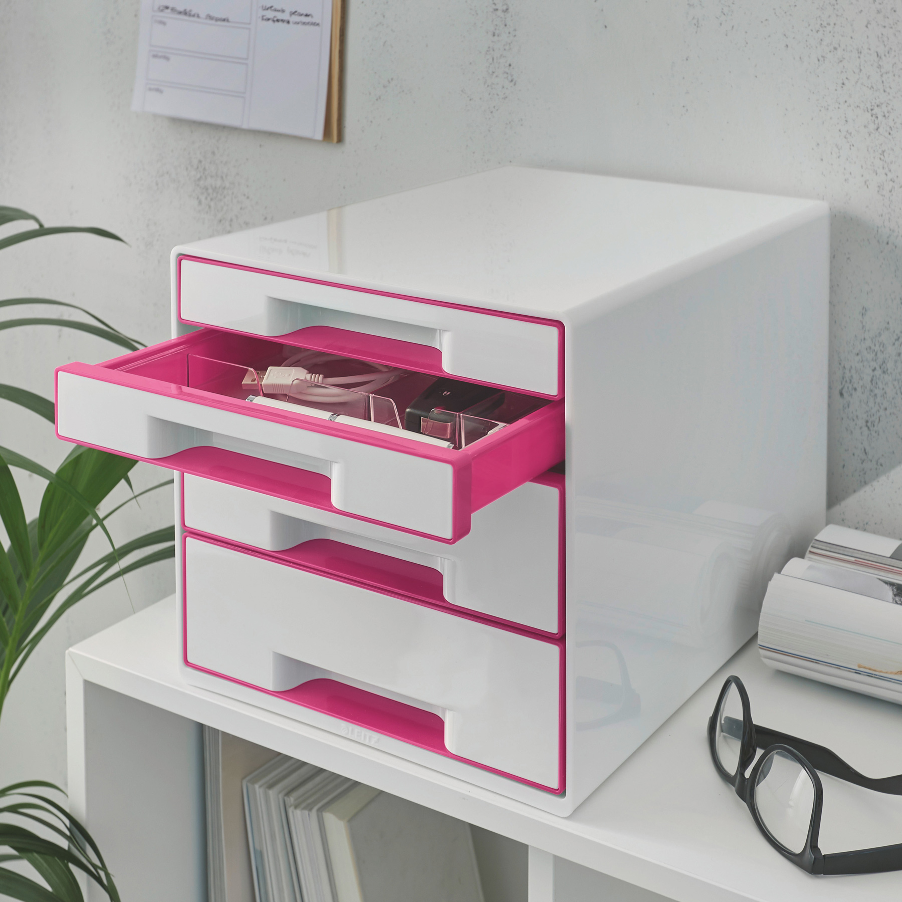Настольный короб с 4 ящиками WOW Duo Colour CUBE, розов. LEITZ - фото 8
