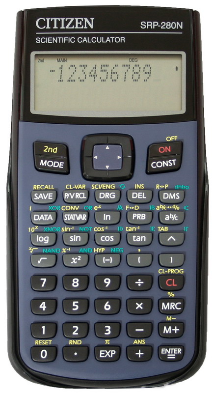 Калькулятор инженерный программируемый SR-280, 10+2 разрядов, 396 функц, 2 лин.диспл., 155,5х75х12мм Citizen - фото 1