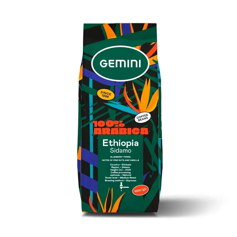 Кофе в зернах Gemini Ethiopia Sidamo Espresso, 1000г., арабика 100% (4820156433592) Gemini - фото 1