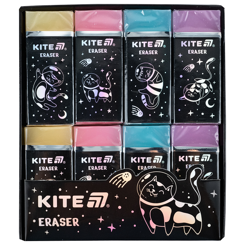 Ластик цветной с глиттером Universe, ассорти цветов Kite - фото 4