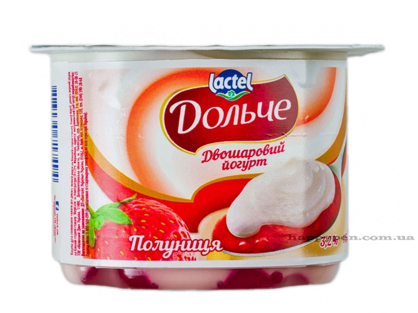 Йогурт 3,2%, Клубника, 4шт./уп. Дольче - фото 1