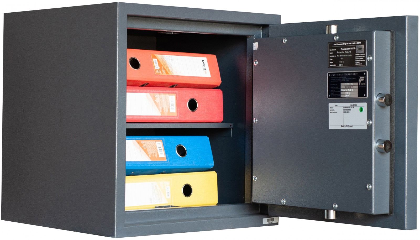 Сейф вогнезламостійкий (460*440*430мм.) елек/код.  замок, 1 полиця, 2 клас, Protector PLUS 46 EL Valberg - фото 1