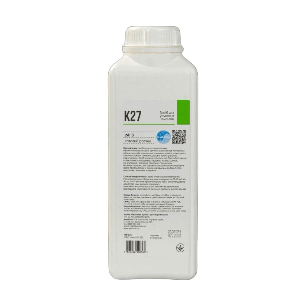 Средство для выведения плесени (грибка) К27 Бланидас (на основе активного кислорода) 1л. Бланидас - фото 1
