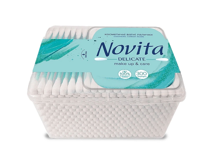 Палочки ватные в квадратной коробке Novita Delicate, 300шт./уп. NOVITA - фото 2