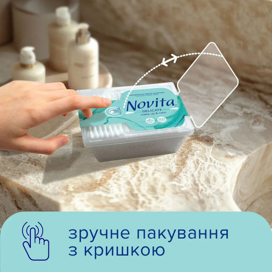 Палочки ватные в квадратной коробке Novita Delicate, 300шт./уп. NOVITA - фото 4