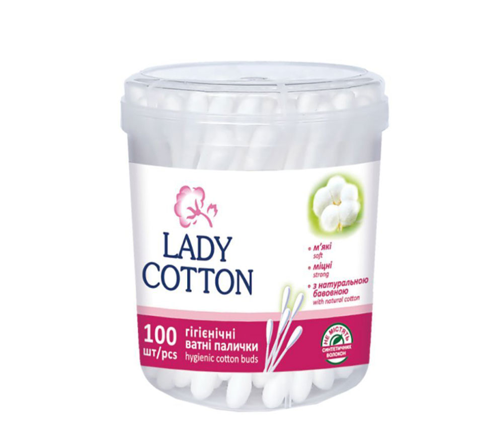 Палочки ватные в банке, 100шт./уп. Lady Cotton - фото 1