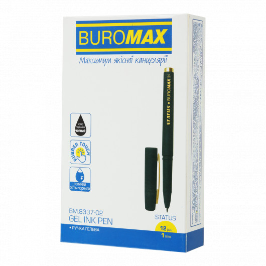 Гелева ручка Rouber Touch, 1.0мм, чорні чорнила BuroMax — фото 2