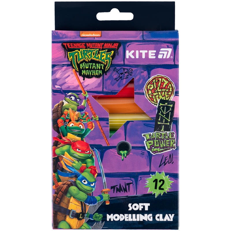 Пластилин восковой, 12 цветов, 200 г Ninja Turtles Kite - фото 3