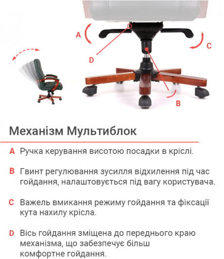 Кресло для руководителя Артур EX MB, зелен. АКЛАС - фото 29