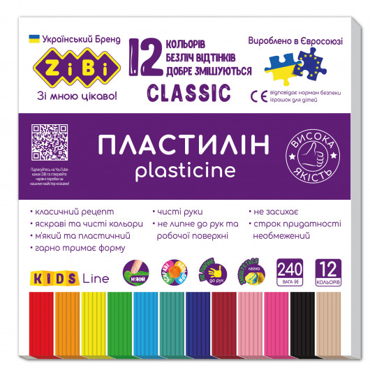 Пластилин 12цв., 240гр. CLASSIC KIDS line ZiBi - фото 3