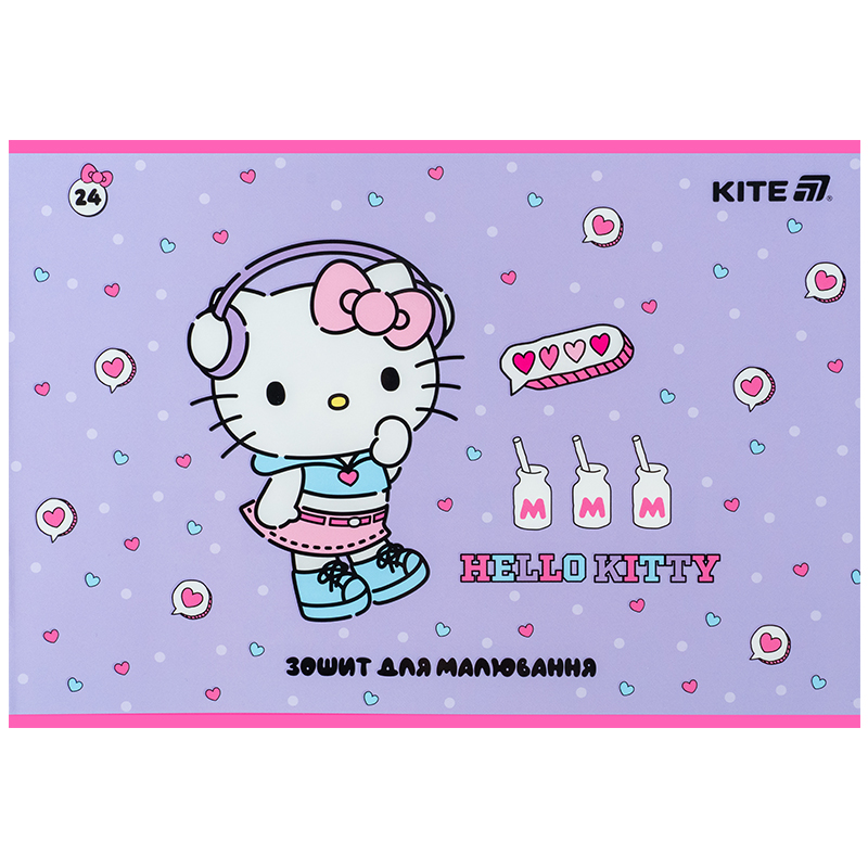 Тетрадь для рисования, 24 лист., скоба, софт тач + УФ лак, Hello Kitty-1 (HK25-242-1) Kite - фото 10
