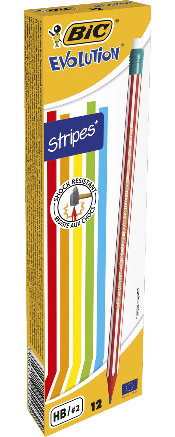 Олівець простий графітний з гумкою HB ECO Evolution Stripes, пластиковий корпус Bic — фото 3