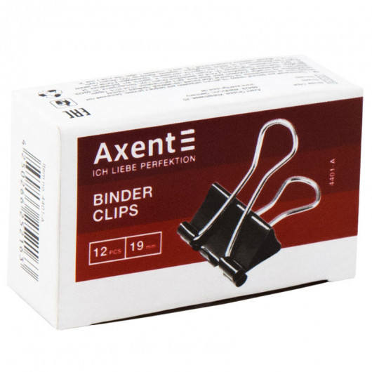 Зажим-биндер 19мм., 12шт./уп. черн. Axent - фото 3